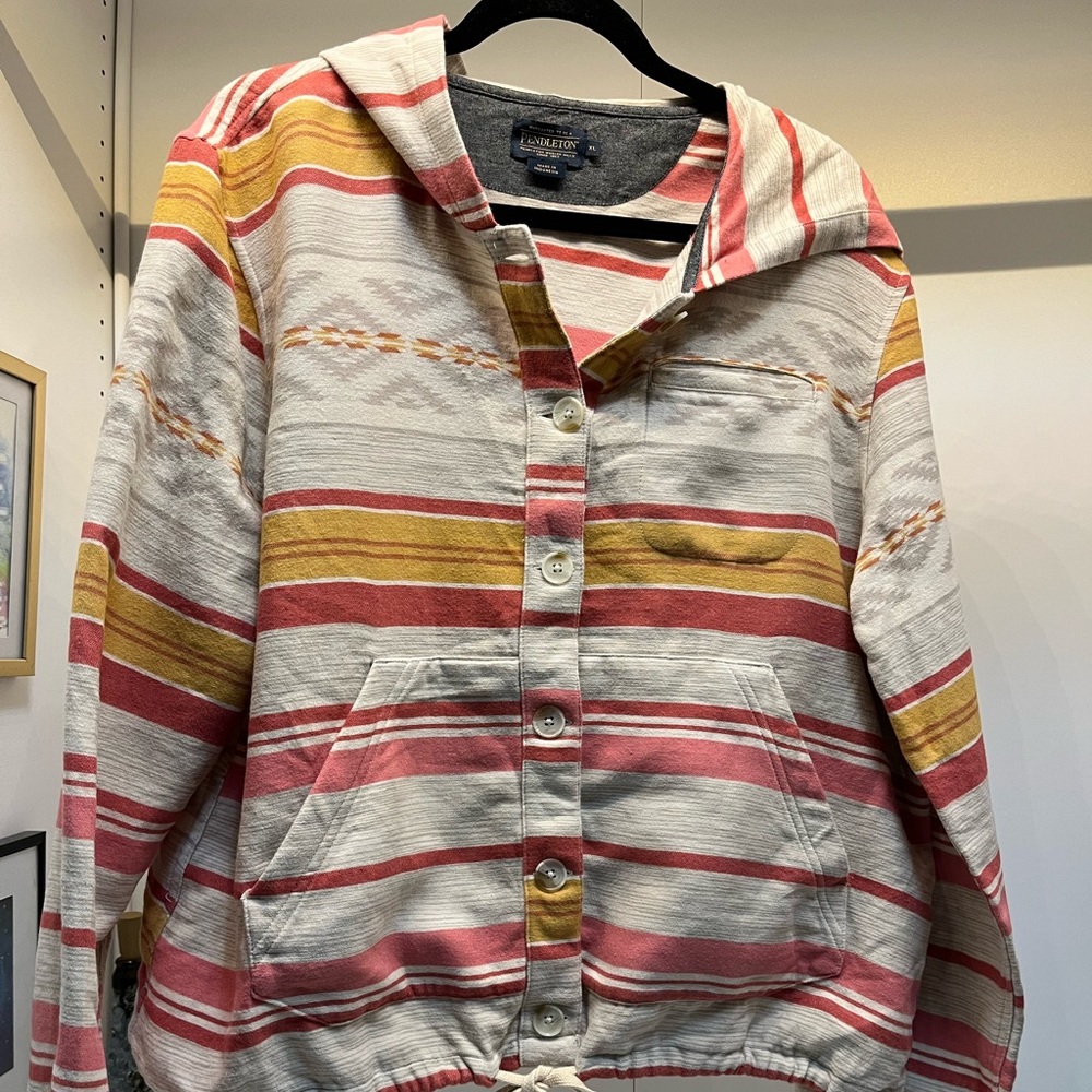 PENDLETON BUTTON FRONT BEACH HOODIE size XL 100% cotton